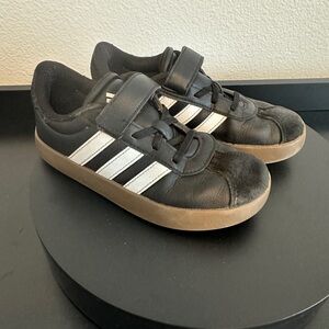 adidas Kids Black and White Sneakers with Tan Sole